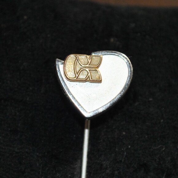 Vintage 10k EMB CTO White & Yellow Gold Stick Pin - Picture 1 of 9